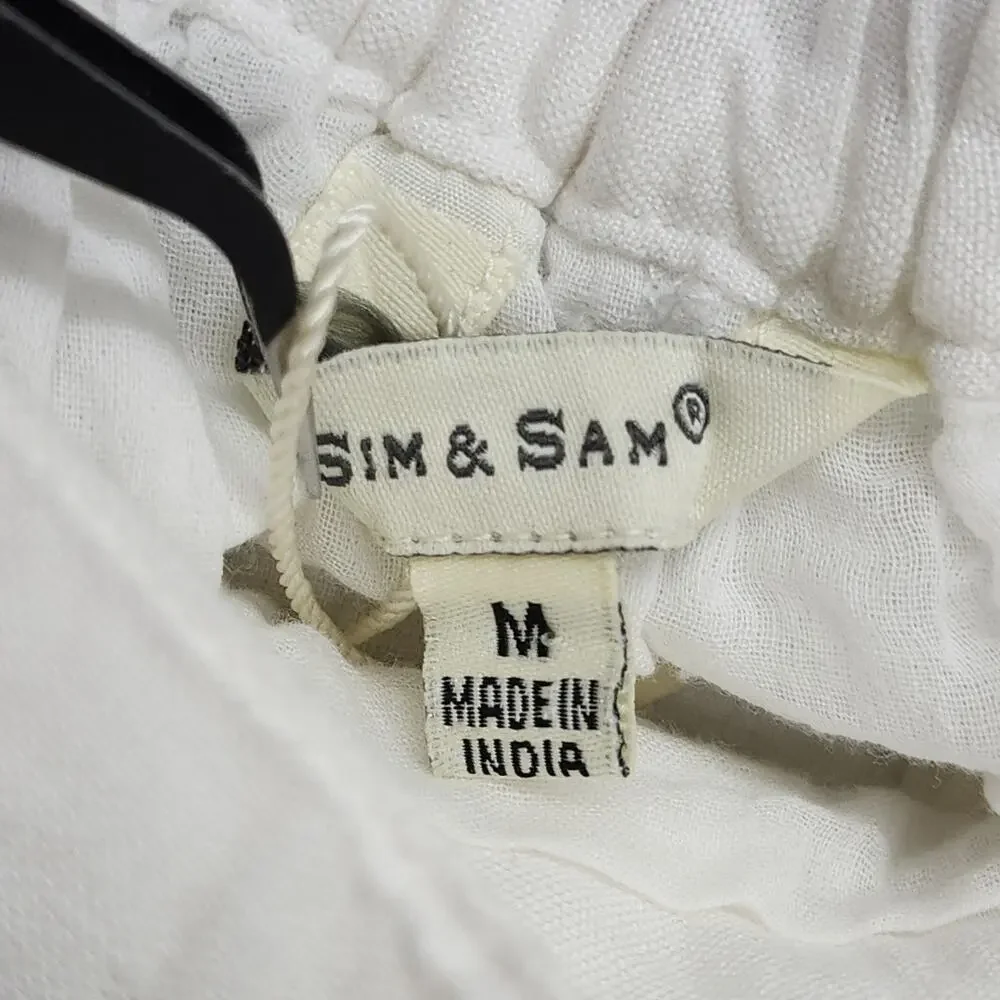 NEW Sim & Sam Skirt Size M White Pleated‎ Mini Tennis Rayon Cotton Preppy Lined_5